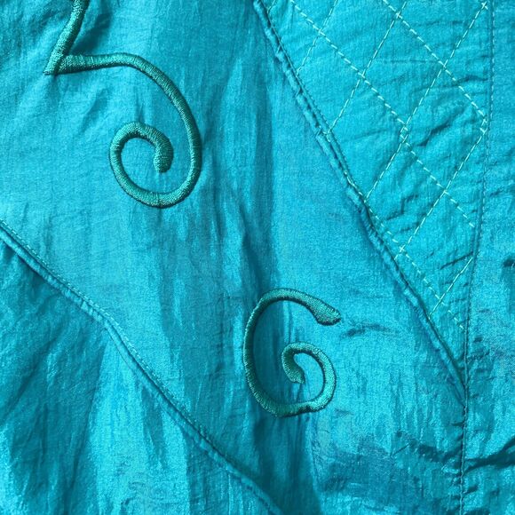 Santolina Sport SMALL Blue Nylon Jacket Full Zip Retro Embroidery Lightweight - Picture 6 of 12